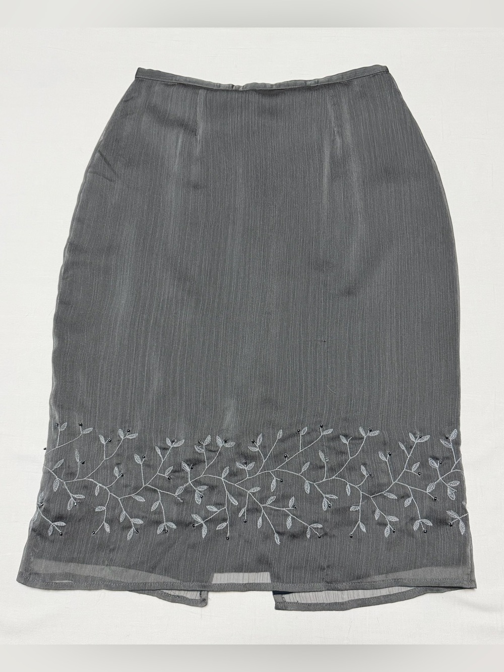 Vintage Y2K Express Gray Embroidered & Beaded Skirt